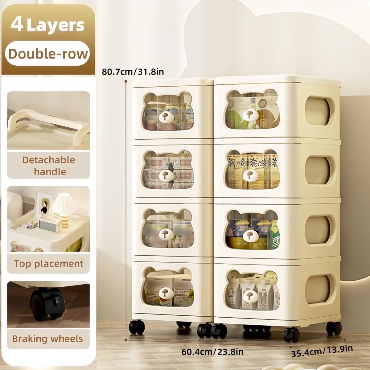 Drawer Storage Organizer. Rolling Storage Cart with 8 Drawers. Plastic Drawer Tower Organization Storage Container with Wheels for Home. Bathroom. Kitchen. Entryway. Office. Dorm