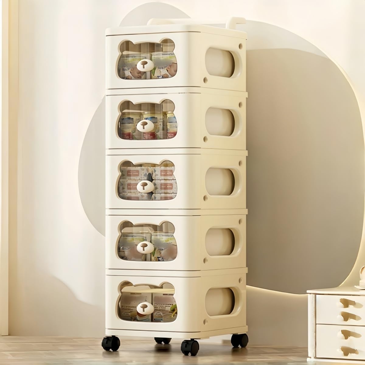 Drawer Storage Organizer. Rolling Storage Cart with 8 Drawers. Plastic Drawer Tower Organization Storage Container with Wheels for Home. Bathroom. Kitchen. Entryway. Office. Dorm