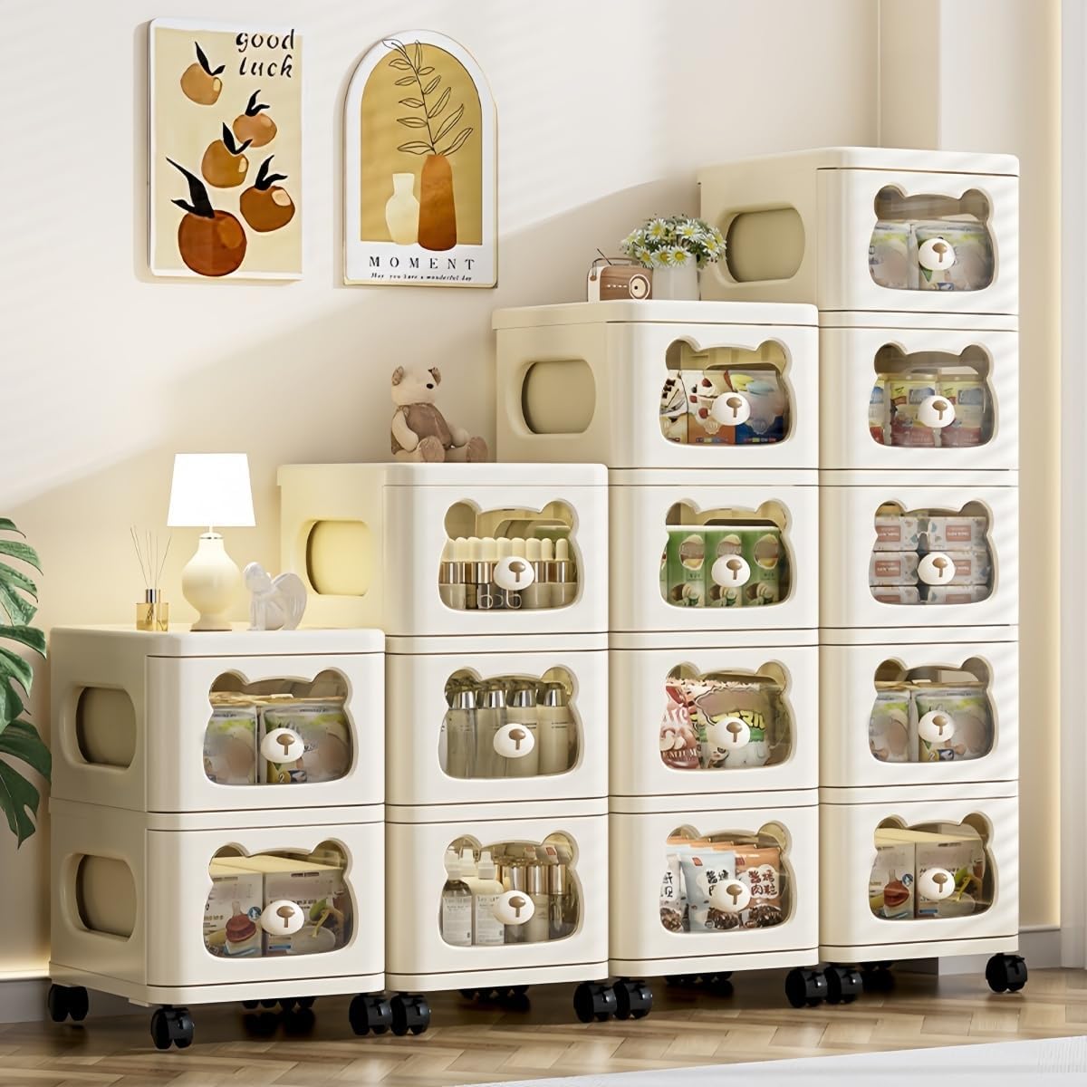 Drawer Storage Organizer. Rolling Storage Cart with 8 Drawers. Plastic Drawer Tower Organization Storage Container with Wheels for Home. Bathroom. Kitchen. Entryway. Office. Dorm