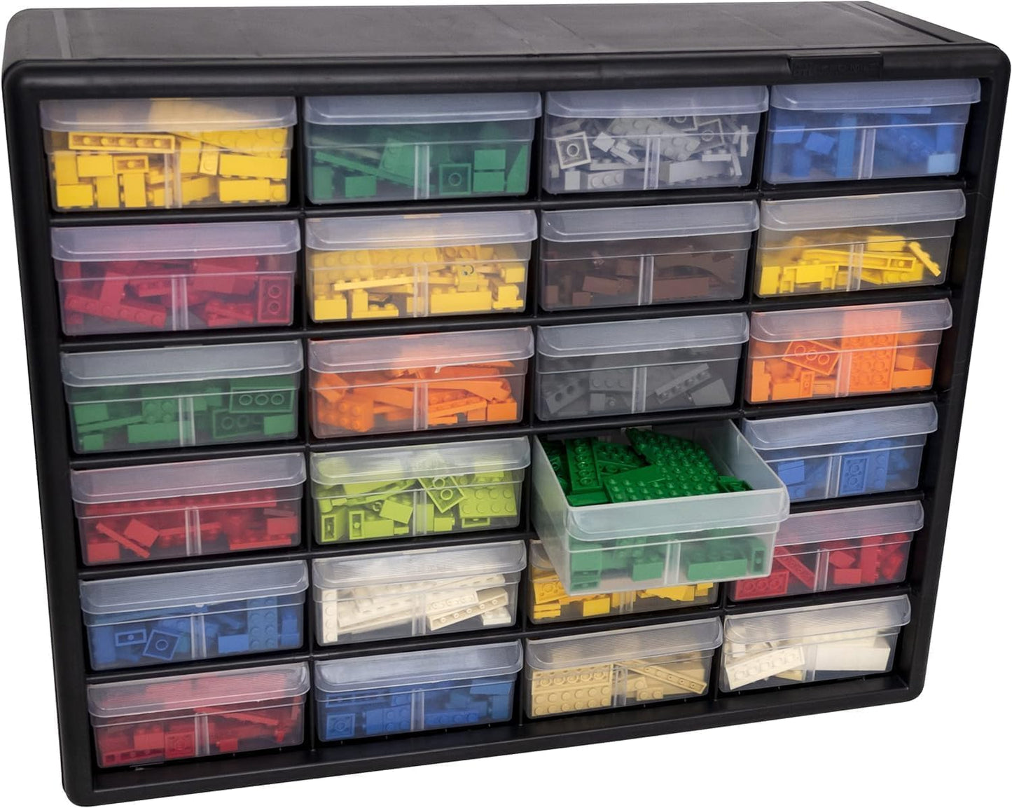 Akro-Mils 24-Drawer Plastic Drawer Storage Cabinet for Garage Organization. Bead Organizer. Building Bricks Storage. Teacher Toolbox. Makeup Organizer. 20 W x 6 D x 16 H. 10124 Black