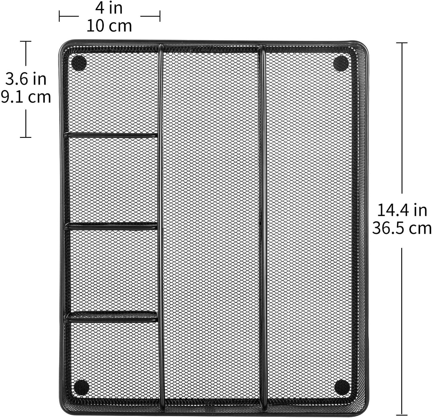 Amazon Basics Desk Drawer Organizer for Office and Home. Metal Mesh. Anti-Slip. 6 Compartments. Black